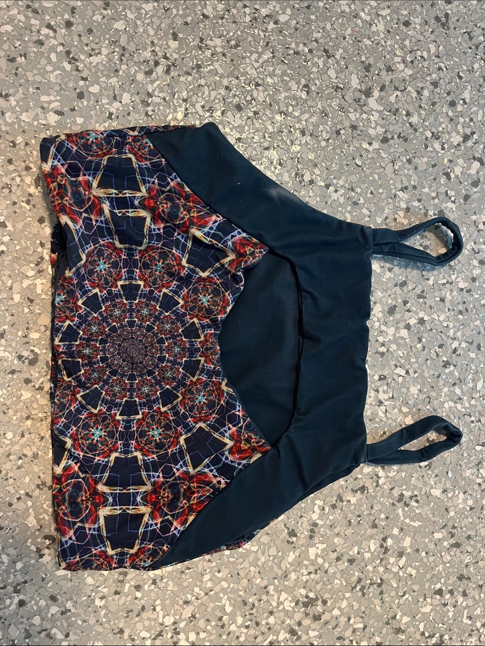 Printed Kaleidoscope Sports Bra - Navy Multi by Wolven - Picture 3 of 4
